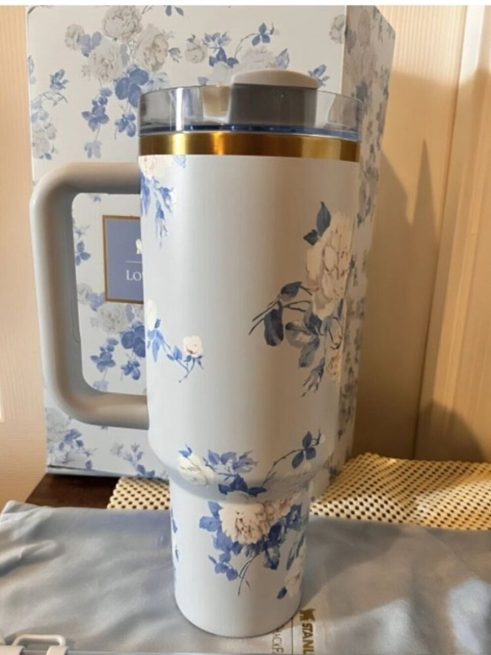 Stanley Quencher 40oz LoveShackFancy Floral Blue Tumbler NEW